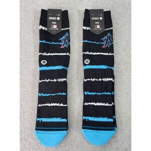 Lot Of 2 Miami Marlins MLB Chalk Crew Socks Mens L 9-13 Black/Blue Stance Casual